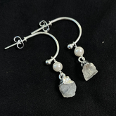 Raw Moonstone Earrings, Silver Plated Earring, Pearl Earring, Crystal Earrings, Raw Gemstone Earrings, Boho Dangle Earrings, Bridal Earrings